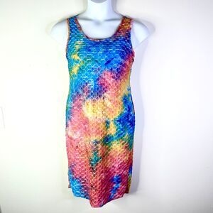 Unbranded Dress Women L Rainbow Multicolor Tie Dye Rave Festival Tank Stretchy